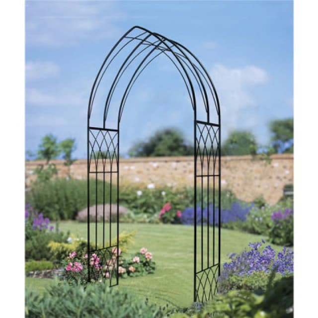 Burbage Iron Craft Abbi Modern Metal Rose Arch Arbour 1100mm Wide X 2286mm High Ara43