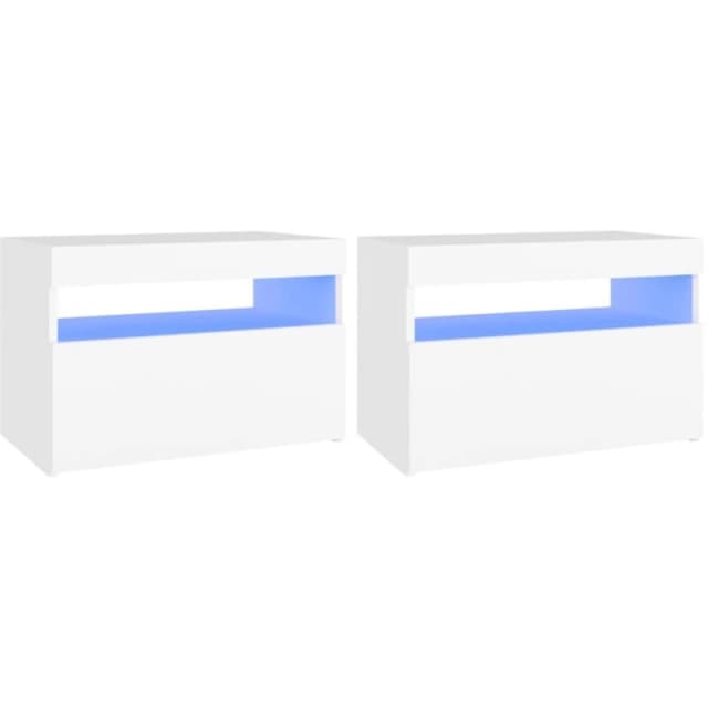 VIDAXL Bedside Cabinet & LED Lights 2 pcs White 60x35x40cm Engineered Wood Vidaxl 8720286640579