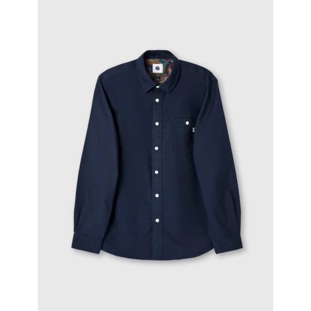 Pretty Green Mens Long-Sleeve Plain Shirt Navy male Small