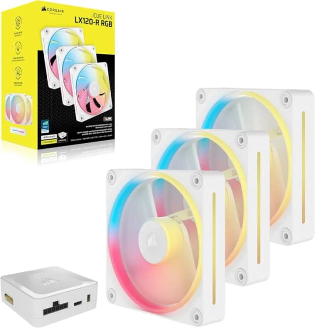 CORSAIR iCUE LINK LX120-R RGB 120mm PWM Reverse Fans Starter Kit - White