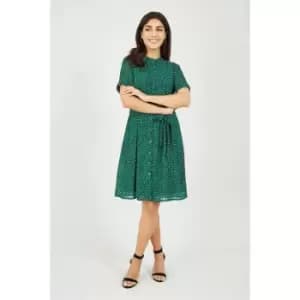 Yumi Green Recycled Animal Print Shirt Dress - Green