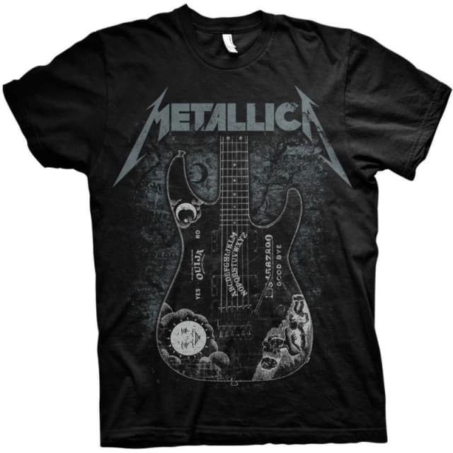Metallica Mens Hammett Ouija Guitar T-Shirt in Black Size: 2XL Black Male 2XL