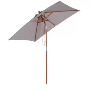 Outsunny Wooden Patio Umbrella Market Parasol Outdoor Sunshade Grey