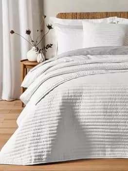 Bianca Cottonsoft Quilted Lines Bedspread Throw In White