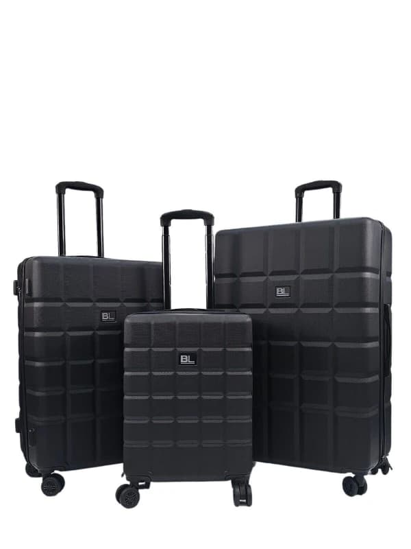 Infinity Leather Black Hard Shell Classic 8 Wheel Cabin Luggage Case Travel Suitcases Size: Medium Black Unisex Medium