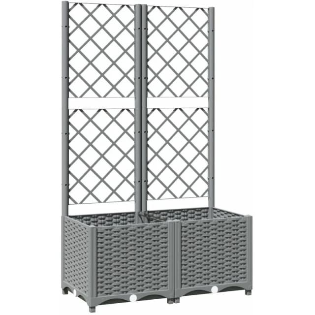 VIDAXL Garden Planter with Trellis Light Grey 80x40x136cm pp Vidaxl 8720845671655