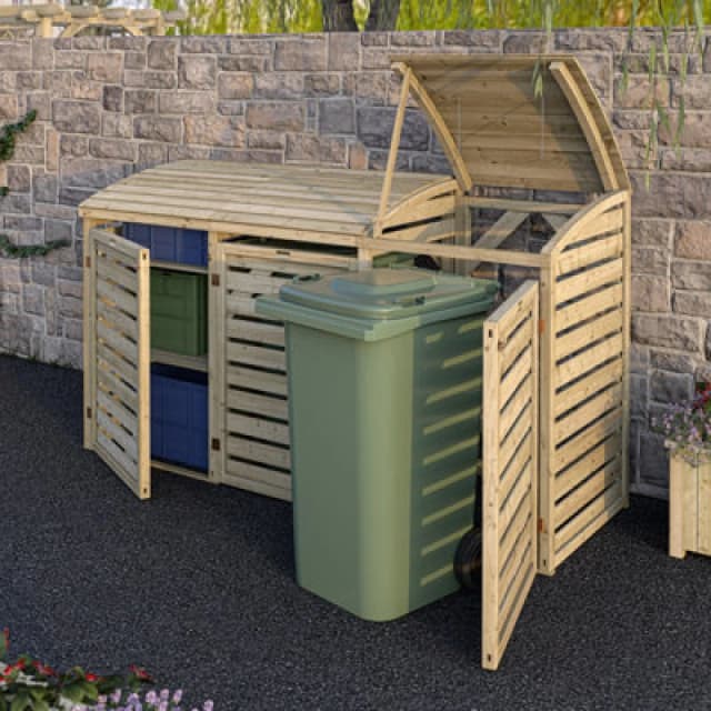 Rowlinson Rowlinson Timber Double Bin With Single Box Store 2BIN1BOX