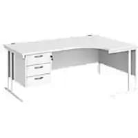 Dams International Right Hand Ergonomic Desk MC18ERP3WHWH 1,800 x 1,200 x 725 x 800 - 990 mm