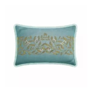 V&A Voysey Embroided Cushion 60cm x 40cm, Aqua