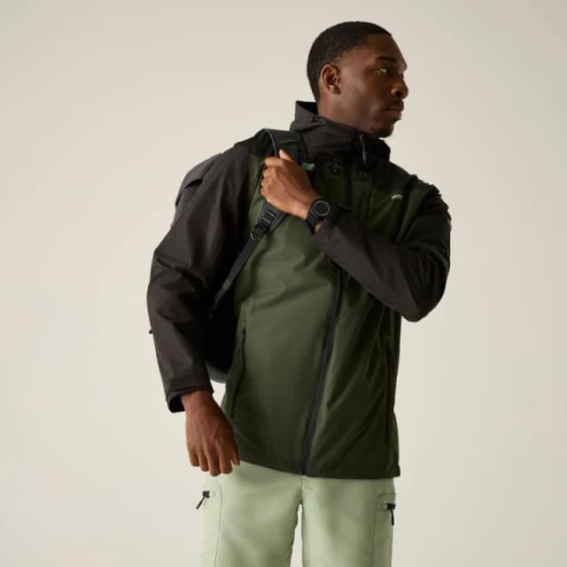 Regatta Mens Calderdale Hooded Walking Waterproof Jacket in Khaki Size: Large Khaki Male L