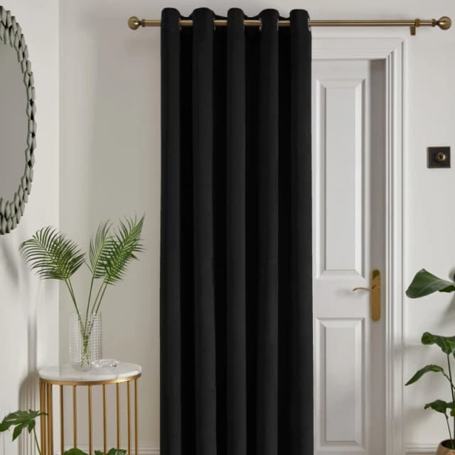 Laurence Llewelyn-Bowen 'Montrose' Velvet Blackout Eyelet Single Panel Door Curtain Black