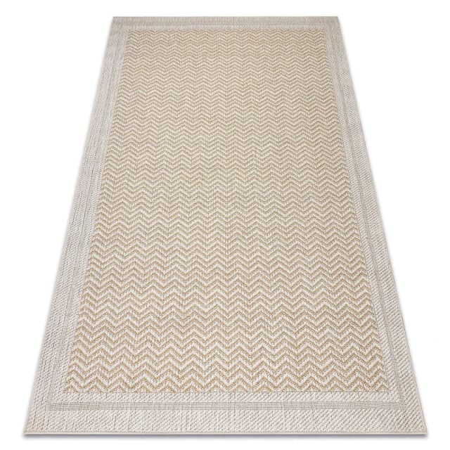 RugsX Carpet Origi 3739 Cream / Beige - Frame, Herringbone Flat-Woven Sisal String 116X170 Cm