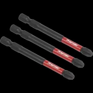 Sealey Impact Power Tool Pozi Screwdriver Bits PZ3 75mm Pack of 3