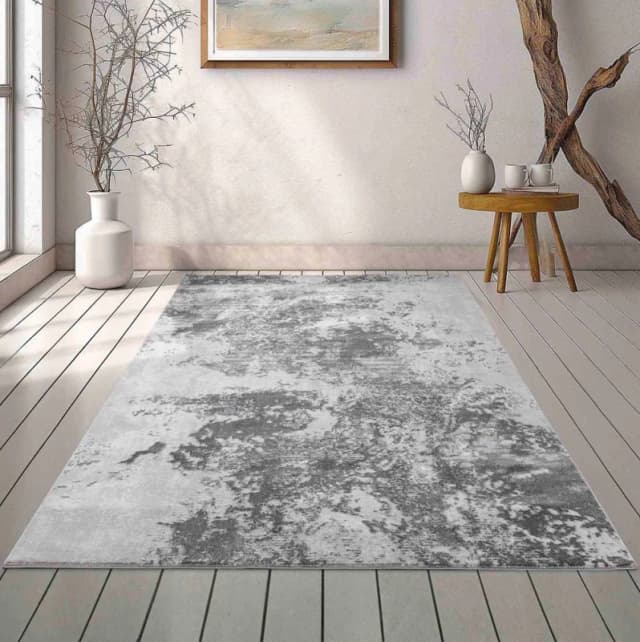 Modern Abstract Sprayed Grunge Texture Area Rugs Grey 200X290 Cm
