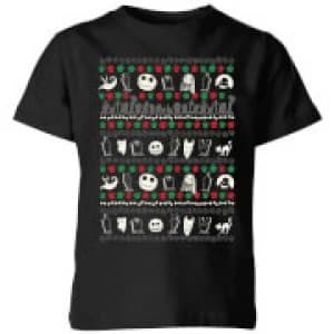 The Nightmare Before Christmas Jack Sally Zero Faces Kids T-Shirt - Black - 11-12 Years
