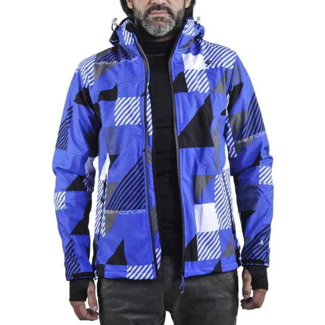 Peak Mountain Printed softshell jacket Peak Mountain Cover Bleu Male 2XL COVER/KS/BLEU-GRIS