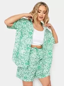 Yours Co Ord Green Paisley Shirt, Green, Size 16, Women