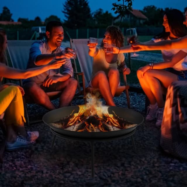 OUTSUNNY Fire Pit, Portable Firepit with Poker, Black Unisex