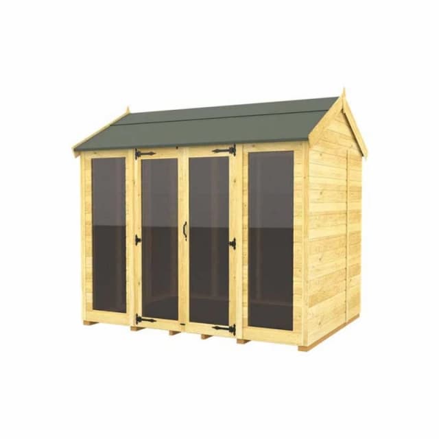 Buttercup Farm 8x8 ft Apex Summer House (Full Height Window) - L243 x W231 x H217cm in Brown Brown Unisex