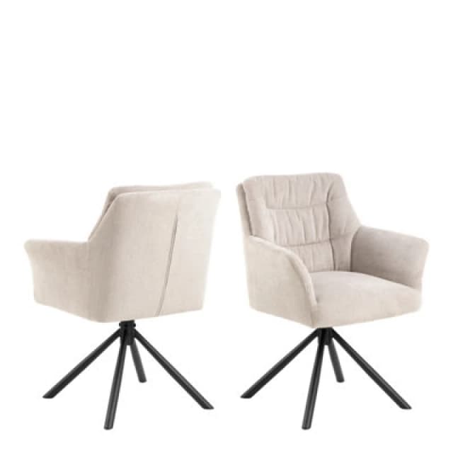 Furniture To Go Alonso Swivel Cream Dining Chair With Armrest Set Of 2