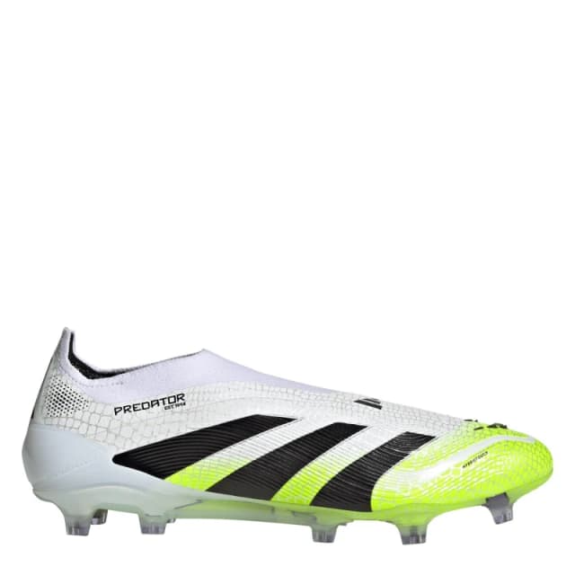 adidas Predator Elite Laceless Firm Ground Football Boots White/Blk/Lemon male 8 (42)