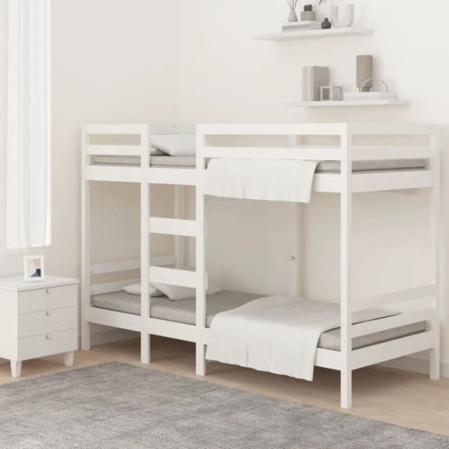 vidaXL Bunk Bed White 80x200cm Solid Wood Pine, White 3139835