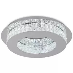 Flush Ceiling Light, 1 x 18W LED, 4000K, 418lm, Polished Chrome, Crystal - Luminosa Lighting