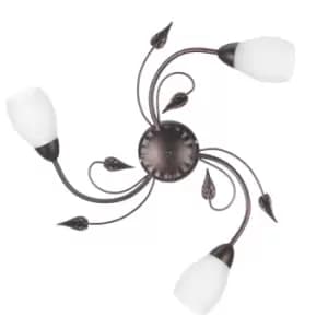 Lia 3 Light Multi Arm Semi Flush Ceiling Lamp, Black