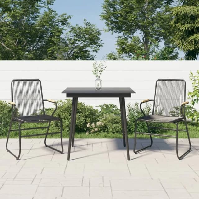 VIDAXL 3 Piece Garden Dining Set Black pvc Rattan Vidaxl 8720286241899