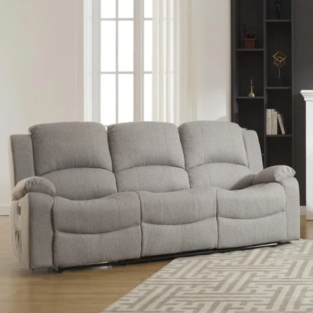 Artemis Home Marldon 3 Seat Reclining Sofa in Light Grey Light Grey Unisex