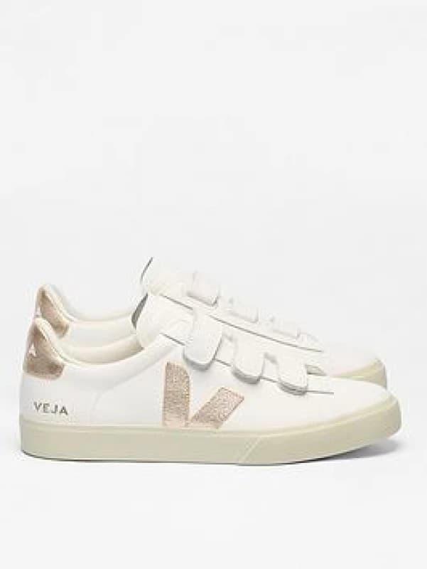 Veja Recife Leather Trainers with Touch 'n' Close Fastening White/Gold-Coloured Women 41 (7);36 (3.5);37 (4);38 (5)