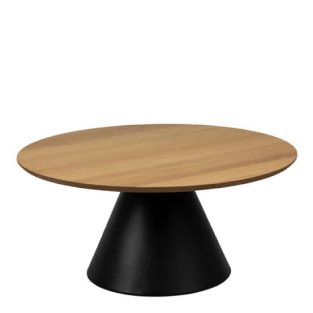 Furniture To Go Soli Round Coffee Table In Oak/black 85X40Cm