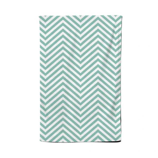 Warren Reed - Designer Geometric Chevron Pattern Tea Towel in Green Green Unisex
