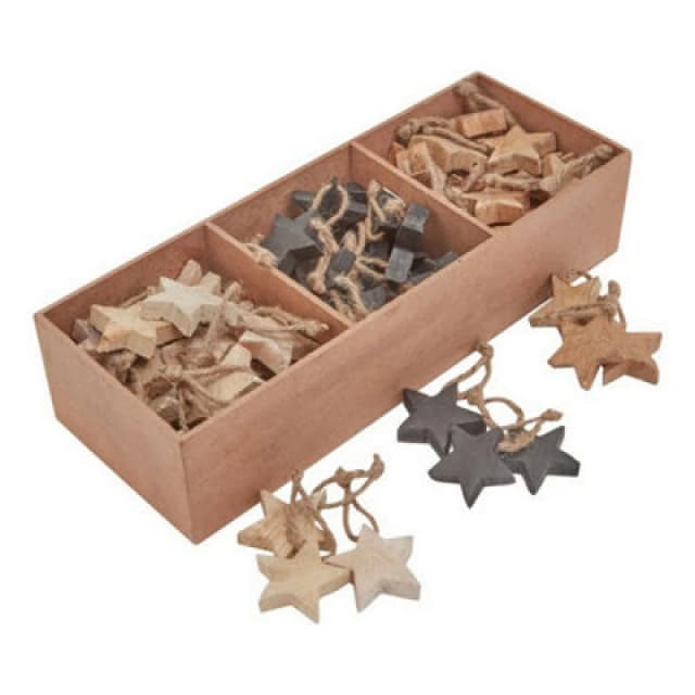 Hill Interiors Star Hanging Decorations (Pack Of 90) - Wood - L8 X W12 X H35cm - Brown
