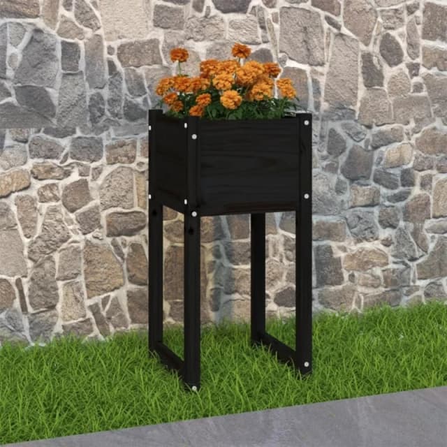 vidaXL Planter Black 40x40x81cm Solid Wood Pine, Black 822130