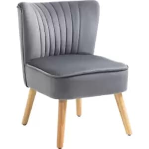 HOMCOM Velvet Accent Chair Occasional Tub Chair for Living Room Bedroom Grey - Grey