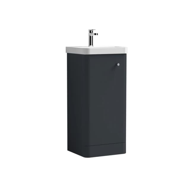 Balterley Floor Standing 1 Door Vanity Unit Ceramic Basin Soft Black 400mm Grey