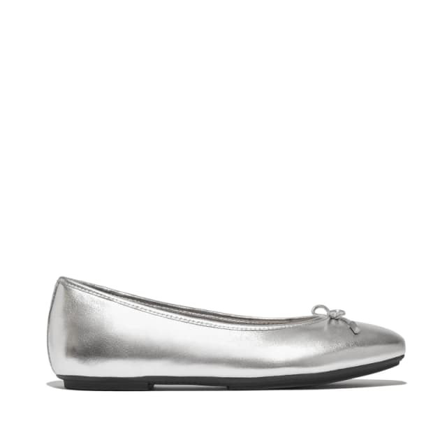 Fitflop Womens Bow Metallic Ballet Pumps Silver female 4 (37)