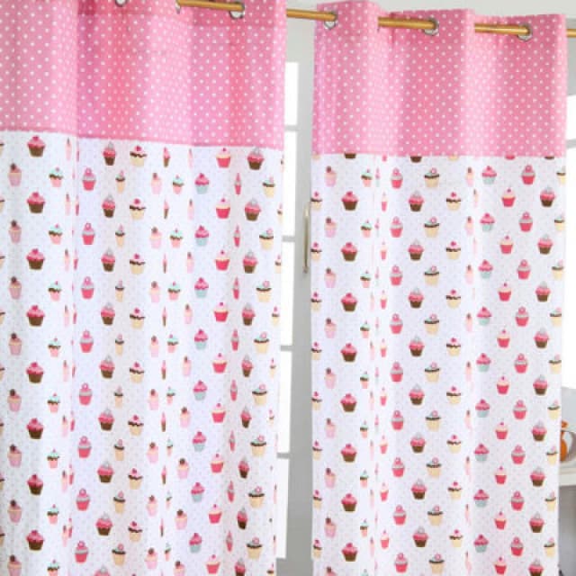Homescapes Cupcakes Ready Made Eyelet Curtain Pair, 137 X 228cm Drop