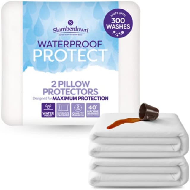 Slumberdown Slumberdown 2 Pack Waterproof Protect Pillow Protector in White White One Size Unisex 5012924080025
