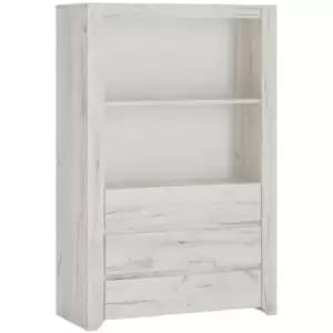 Angel 3 Drawer Cupboard with Open Shelf in White Craft Oak - White Craft Oak