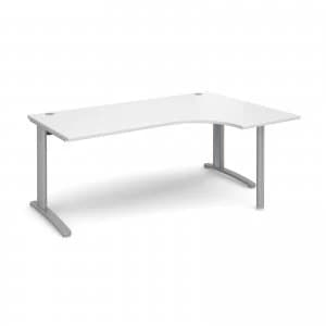 TR10 Right Hand Ergonomic Desk 1800mm - Silver Frame White Top