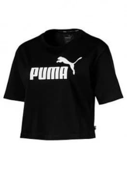 Puma Ess+ Cropped Logo T-Shirt - Black