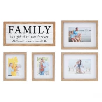 Set of 5 Wooden Photo Frames - Family