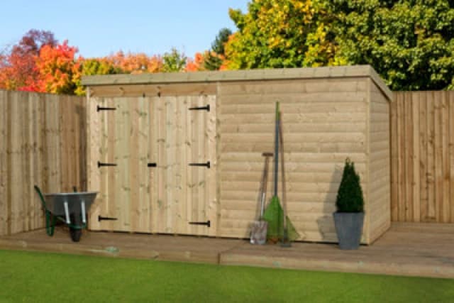 Empire Sheds Empire 4000 Pent 9X3 Pressure Treated Tongue And Groove Wooden Garden Shed Double Door Left (9' X 3' / 9ft X 3ft) (9X3)