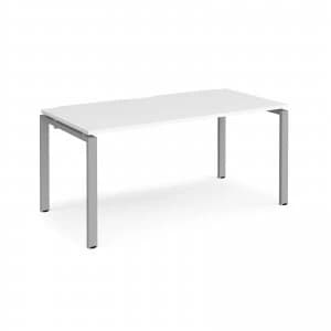 Adapt II Single Desk 1600mm x 800mm - Silver Frame White top