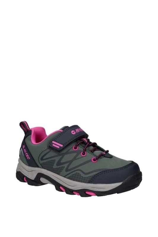 Hi Tec Girls Blackout Low Softshell Shoes UK Size 1 (EU 33) Dark Forest/India Ink/Pink HIT103-Pink-1