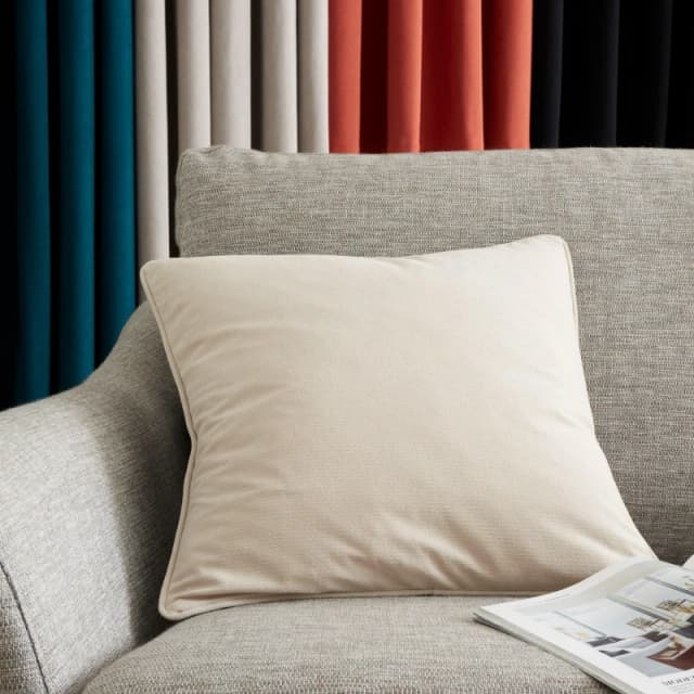 Catherine Lansfield Wilson Velvet Filled Cushion 45cm x 45cm Natural