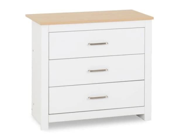 Seconique Portland White and Oak 3 Drawer Chest of Drawers
