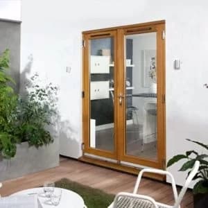 Canberra 1 Lite Glazed Laminated Golden Oak External French Door Set, (H)2105mm (W)1805mm
